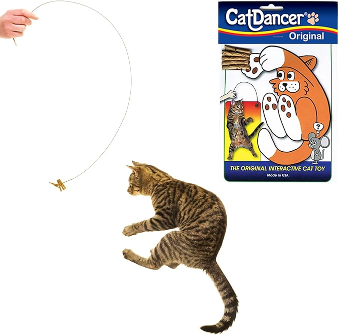 Cat Dancer Whisker and Interactive Toy Combo - Fun and Fitness for Your Furry Friend - Engaging Paper Wand and Whisker for Playful Cats