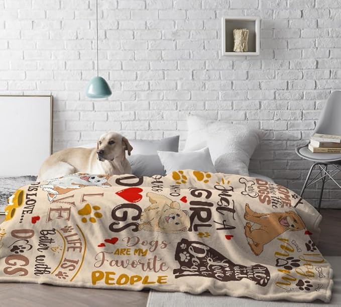 Dog Mom Gifts for Women, Gifts for Dog Lovers Throw Blanket 50x60 Inch, Just A Girl Who Loves Dogs Blanket