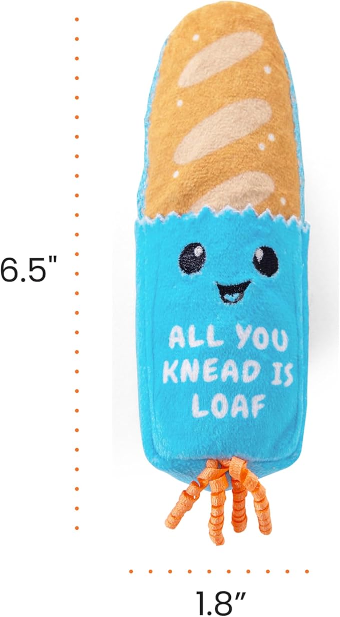 Catstages Loaf Kicker Catnip Toy and Dental Toy for Cats Bread Themed Funny Catnip Stuffed Kicker Toy, Tan