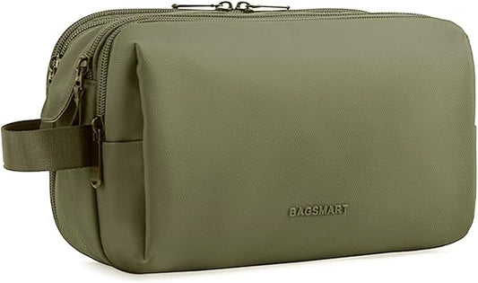 BAGSMART Toiletry Bag for Men, Travel Toiletry Organizer Dopp Kit Water-resistant Shaving Bag for Toiletries Accessories, Door Room Essentials,Green-medium