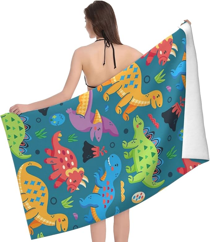 Dinosaur Beach Towels for Boys Kids Beach Towels Bulk Toddler for Travel Pool Personalized Microfiber Oversized Quick Dry Pool Towel 30"x 60"