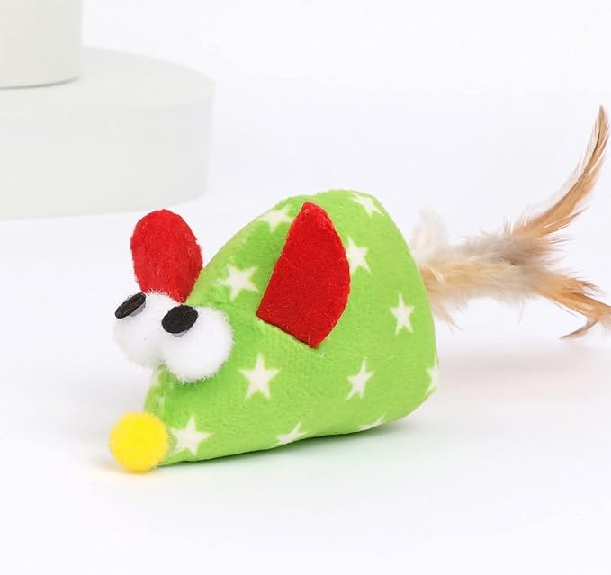 Purple Kitten Toy Multi-Color Plush Mouse Interactive Toy Funny Cat Toy Cat Feather Toy Cat Supplies,Toys,Cats