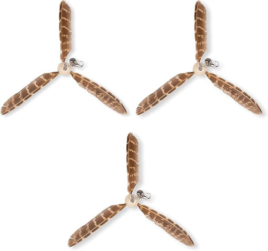 JXFUKAL Cat Wand Toys, Interactive Cat Toys with 3 Feather Refills, 29'' Flexible Steel Wire, Sturdy Wood Handle & Bell for Kitty Kitten, Cat Toys for Indoor Cats Cat Teaser Cat String Toy