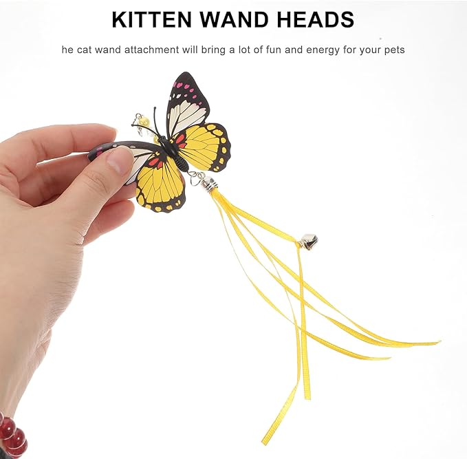 FRCOLOR 3Pcs Cat Teaser Replacement Head Cat Fishing Pole Toy Refills Cats Teaser Toys Interactive Cat Toy Cat Wand Toy Attachment DIY Cat Teaser Wand Stick