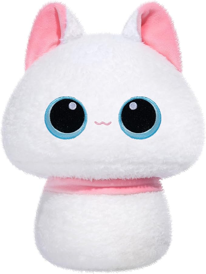 Squishy Cloud-Like Softness, Trending Kawaii White Cat Mushroom Plush Pillow, A Must-Have Collectible for Young Adults, Perfect for Kids, Toddlers Girls, Stuffed Animal Decor (8")