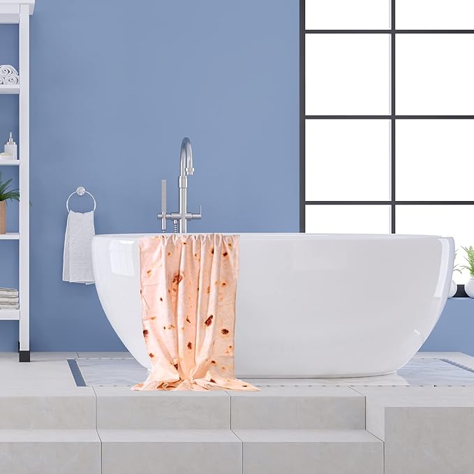 LIVILAN Funny Mexican Taco Burrito Beach Towel for Adult, Oversized Microfiber Quick Dry Sand Free Towel, Lightweight and Soft Pool Swim Shower Travel Towel, Burrito Gifts for Women Men Kids,30”X60”