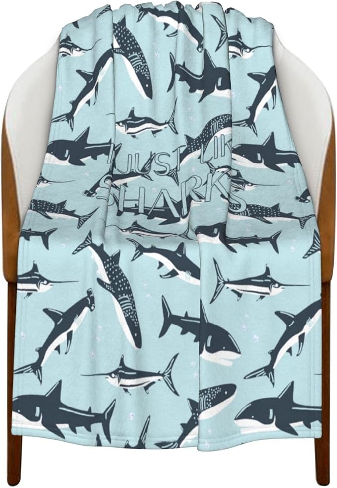 Cozy Shark Blanket Kids, Ocean Animal Printed Blankets for Little Boys Girls, Throw Blanket for Little Dogs Cats, for Shark Lovers, Shark Themed Gifts, 30x40 inch