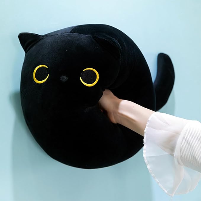 Black Cat Plush, 16" Stuffed Animal Black Cat Plushies, Giant Soft Cute 3D Cat Pillow Doll Toy Home Decor