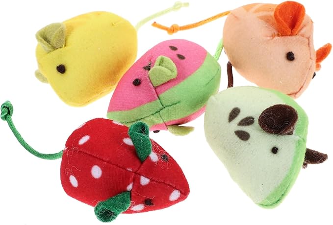PRETYZOOM 5pcs Mouse Cat Toy Chew Toy Cat Mouse Toy Toys for Kittens Cat Mice Toys Toys Pet Toys Kitten Toys Fruit Toys Cartoon Fruit Mice Toys Cat Toys Bite Pet Supplies Plush