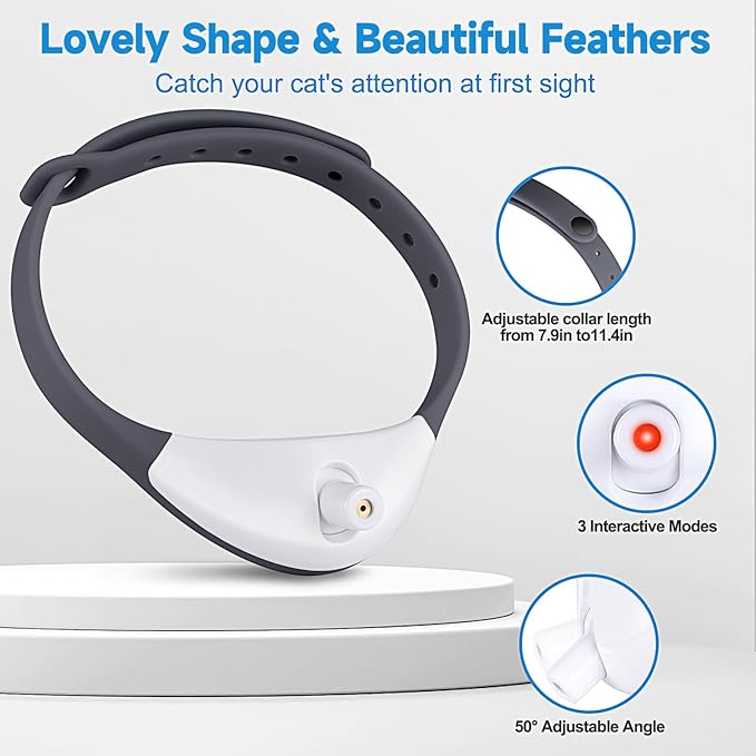 KXK Automatic Cat Laser Toys - Wearable Interactive Cat Toys for Indoor Cats Kitty Dogs, Kitten Exercise Collar Toys, Cat Enrichment, USB Rechargeable Black