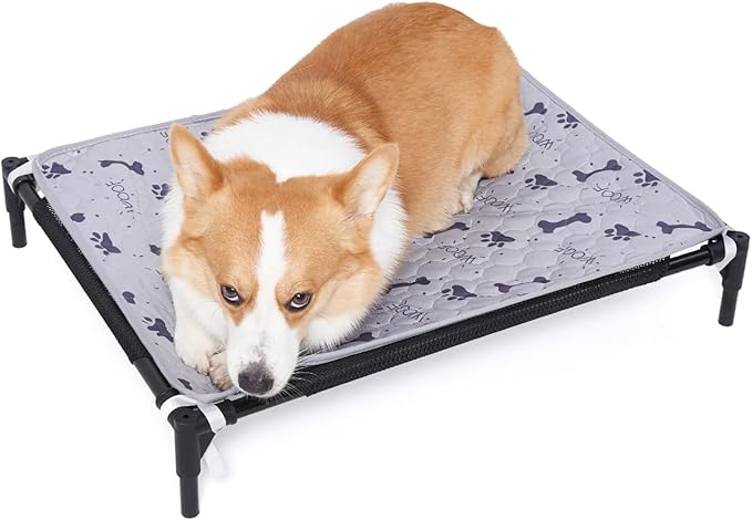 Forher Assemblable Metal Frame Puppy Elevated Dog Bed, Portable Dog Bed, Easy to Clean, Breathable mesh, Puppy cat Bed, Indoor and Outdoor use, Travel, Camping，pet Bed Off The Ground,L-Black…