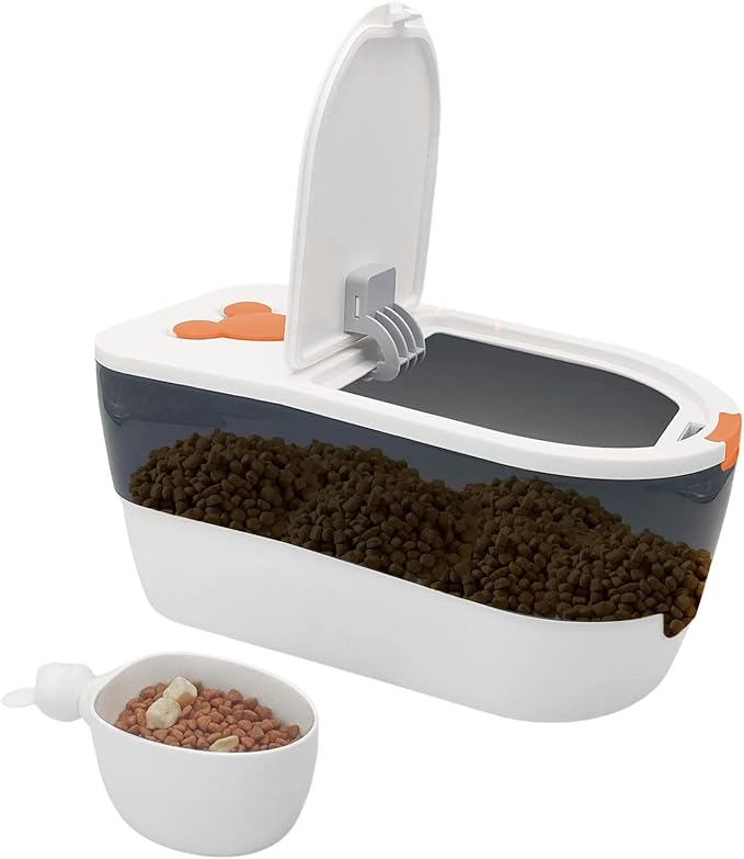 BNOSDM Airtight Cat Food Storage Container for Pet Dog Foods Storage Bins with Scooper Translucent Plastic Pets Dogs Cats Birds Dry Feed Dispenser, Kitchen Rice Cereal Flour 8 lb