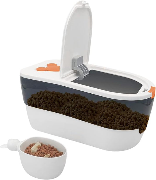 BNOSDM Airtight Cat Food Storage Container for Pet Dog Foods Storage Bins with Scooper Translucent Plastic Pets Dogs Cats Birds Dry Feed Dispenser, Kitchen Rice Cereal Flour 8 lb