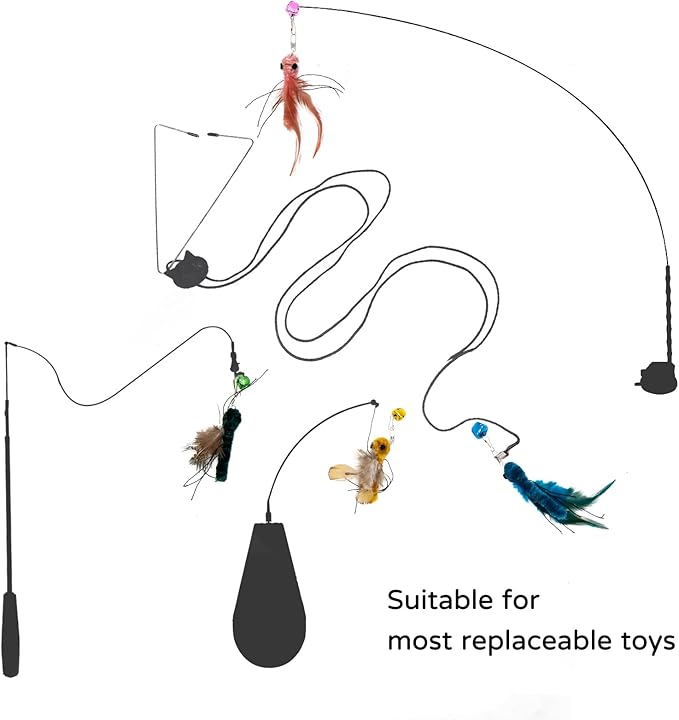 Cat Insects Toy Interactive Cat Toy Bug Refills for Cat Wand Toy, 5 Pieces Feather Replacements with Bells for Cat Teaser for Indoor Cats and Kittens, Big Insects Set