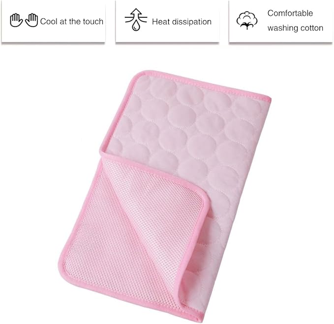 Pet Cooling Mat Cooling Fiber - Washable Non-Toxic Pet Indoor Outdoor Bed, Foldable Pee Pads for Dogs Settle Mat Cooling Dog Blanket Cat Cooling Pad (Pink, X-Large)