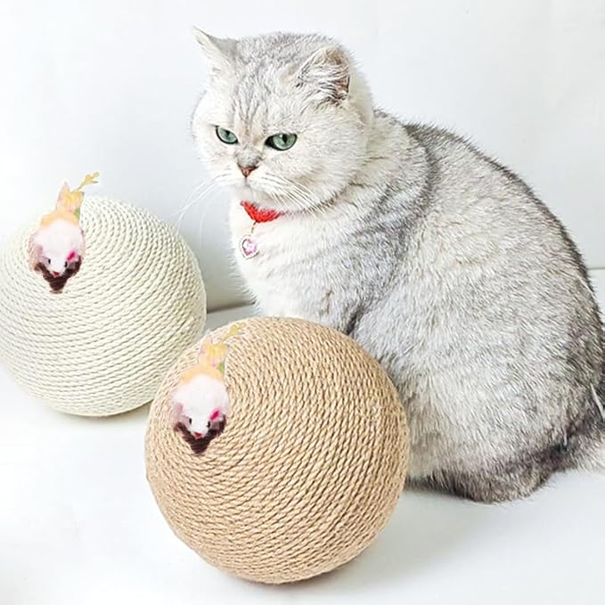 Cat Scratching Ball，Cat Ball for Interactive Enrichment and Play, Cat Scratching BallHeavy Duty Hemp Rope Toy,Cat Tree Replacement (Ball Brid)