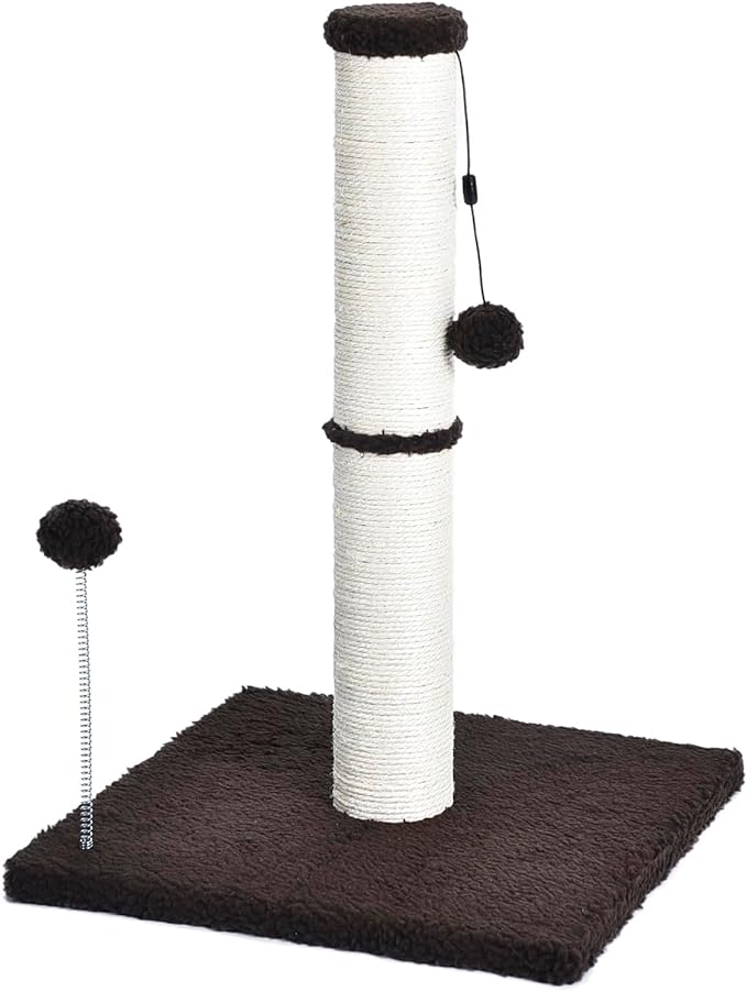 Cat Craft Scratching Post, Cat Scratch Post 20" Kitten Scratcher Sisal Scratch Posts with Hanging Balls, Chocolate