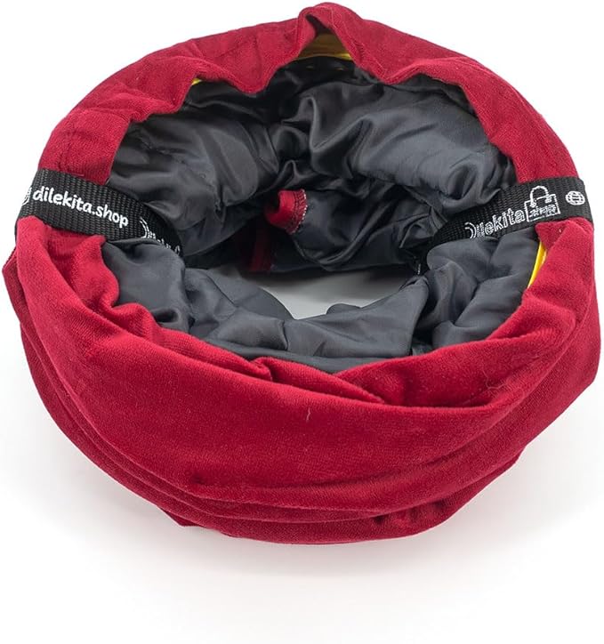 Velvet Fabric - Foldable/Collapsible - 55x8.66 Inches Cat Tunnel (Red)