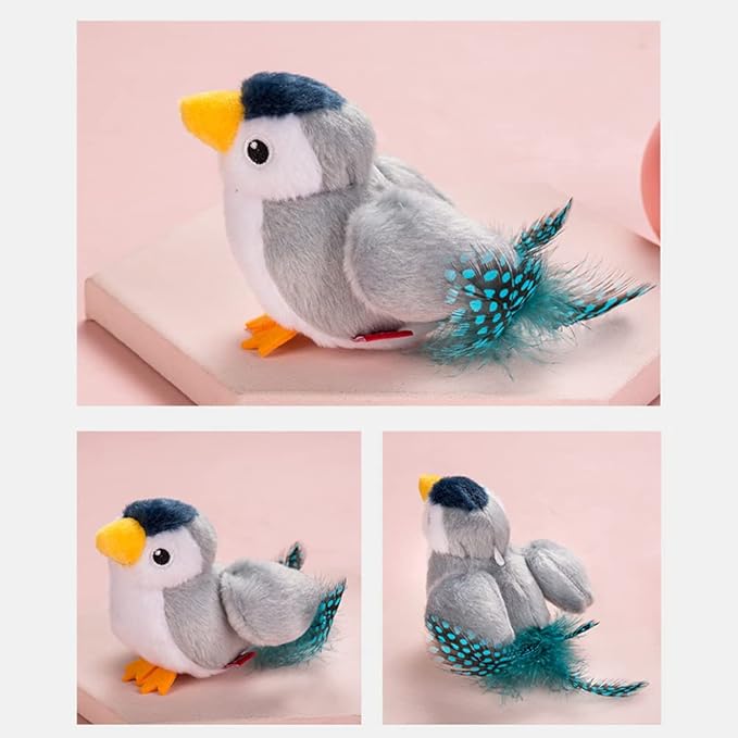 Cat Toys Bird Simulation Cat Toys Cute and Vivid Cat Toy for Cats Play and Exercise Pet Indoor Dancing Playing Toy (Gray)