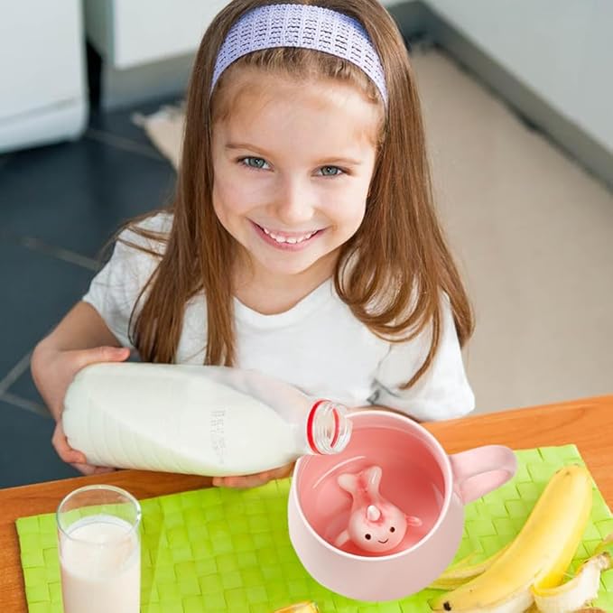 BigNoseDeer Kawaii Pink Unicorn Mug - 3D Narwhal Inside, Ceramic Coffee Mug with Lid & Spoon for Teen Girls & Women, 13.5oz