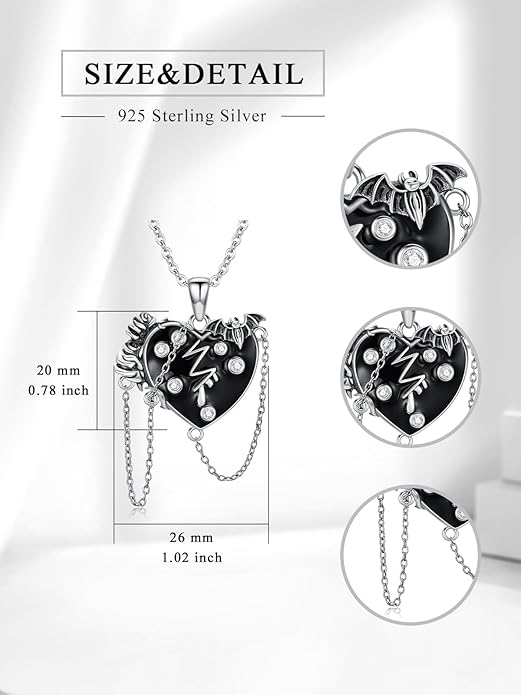 Black Cat/Dragon/Fox/Wolf Necklace 925 Sterling Silver Celtic Moon Pentagram Pendant Gothic Jewelry Goth Halloween Gifts for Women