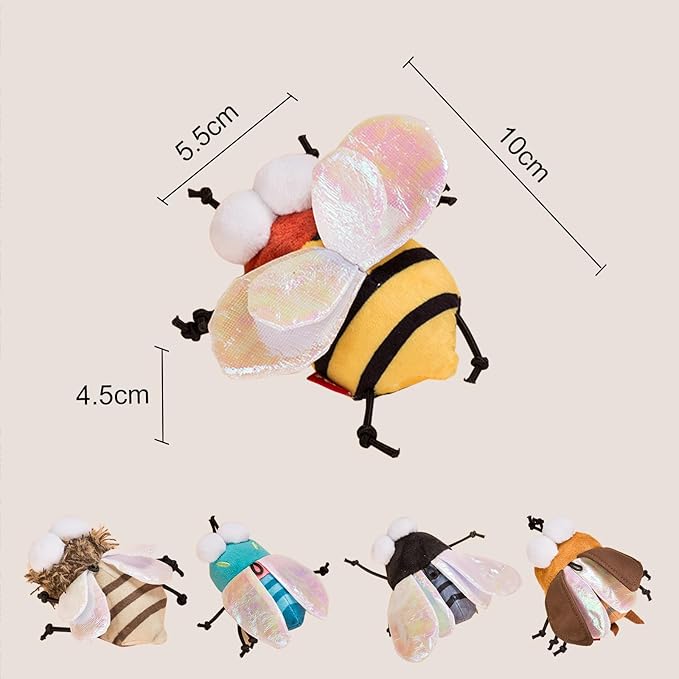 Bee Cat Toy, Interactive Squeaking Cat Toy, Chirpy Bee Sound Toy for Cats, Catnip Toys, Engaging Cat Toys, Keeps Cats Entertained, Fluffy Kitten Toy
