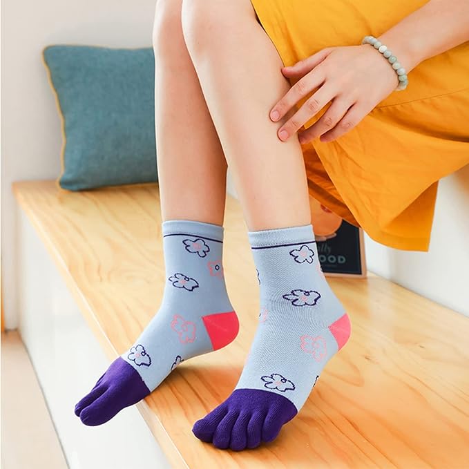 Benefeet Sox Funny Toe Socks Women Five Finger Socks Girls Cute Toe Seperated Cotton Socks Running Athletic Christmas Gifts