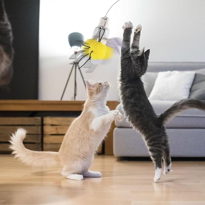 MiOYOOW Cat Wand Toy Refills, 6PCS Sequins Cat Insect Toy Interactive Cat Wand Replacement with Bells for Indoor Cats Kittens