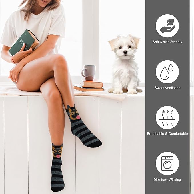 AGRIMONY Women's Cat Socks Cute Animal Socks Dog Valentines Easter Fun Gifts for Women