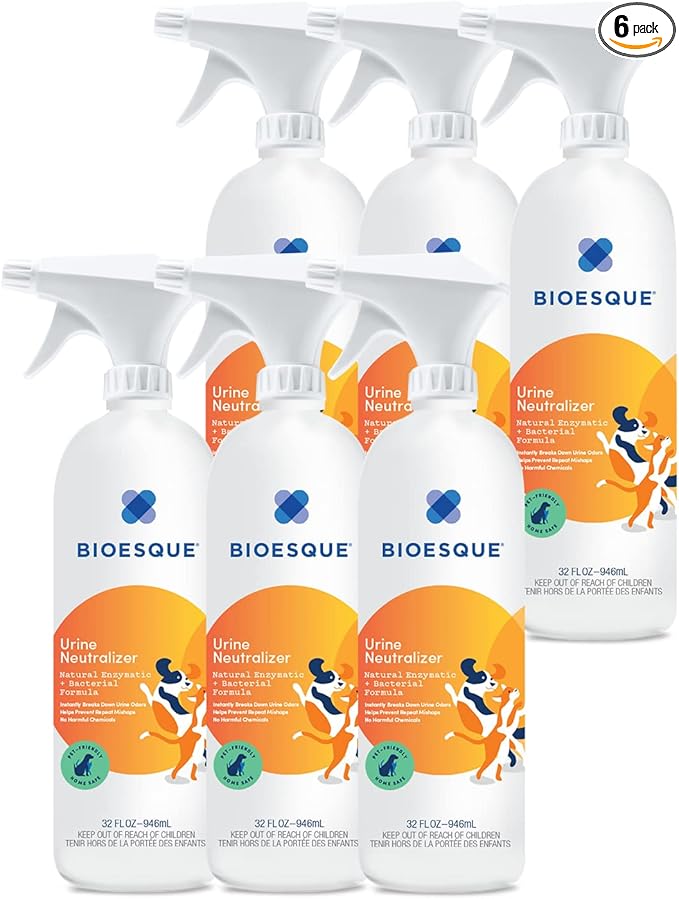 Bioesque Urine Neutralizer, Pet-Friendly Natural Enzymatic & Bacterial Formula, Instantly Breaks Down Urine Odors, Helps Prevent Repeat Mishaps, 32 Fl Oz (Pack of 6)