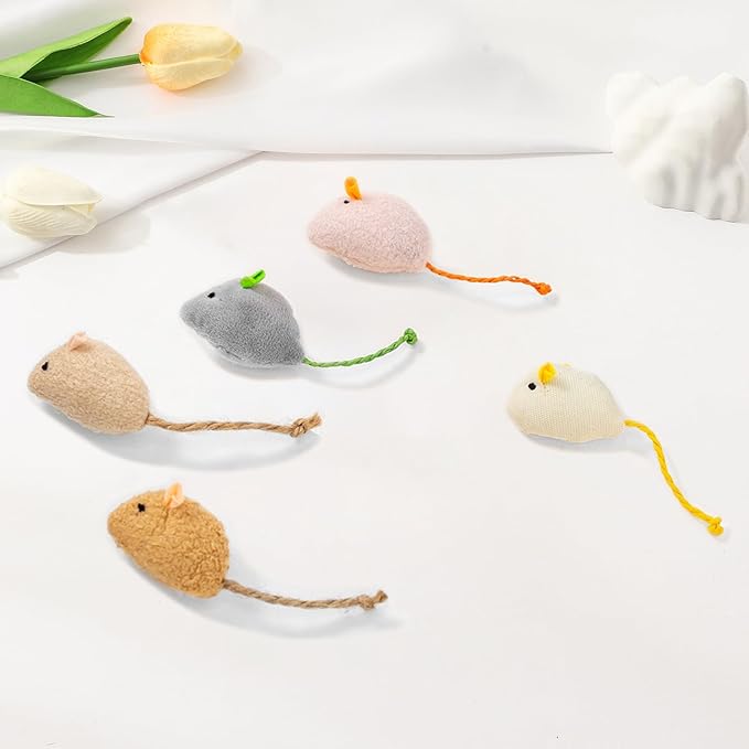 Shudyear cat Toys 5pcs Mouse Toys, Interactive Catnip Animal Toys for Indoor Kittens to Eliminate Boredom for Bored Indoor Cats (5pc)