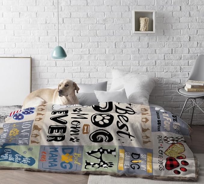 Dog Mom Gifts for Women, Gifts for Dog Lovers Women, Mothers Day Dogs Lovers Gift Throw Blanket 50x60 Inch