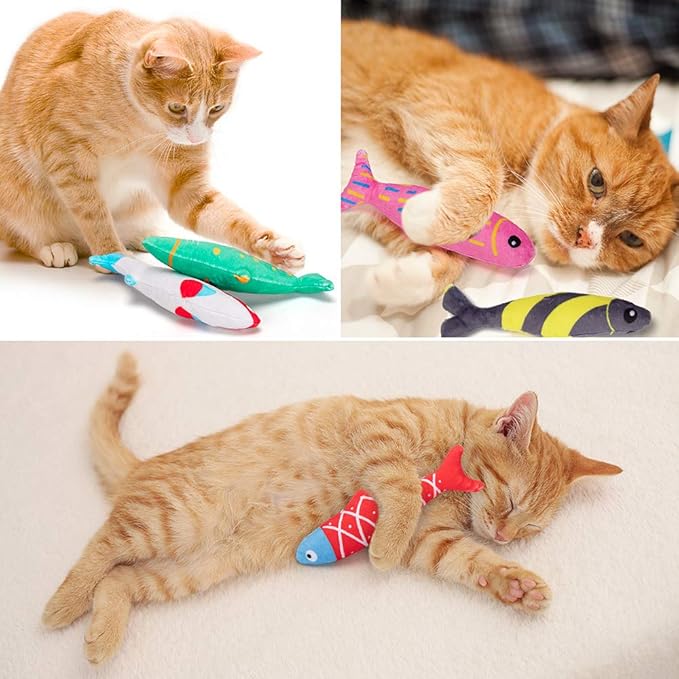 Catnip Toys for Indoor Cats, Natural Catnip Cat Toys Kitten Toys - 8 PCS Fish Cat Toys Set for Boredom