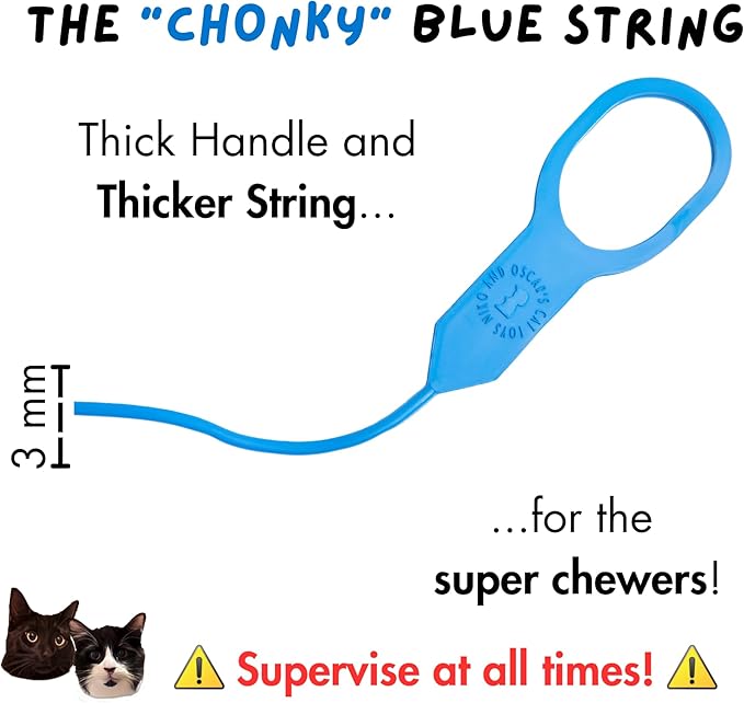 Niko and Oscar's Cat Toys | The Blue String | Cat String Toy | (1-Pack, Chonky, Blue)