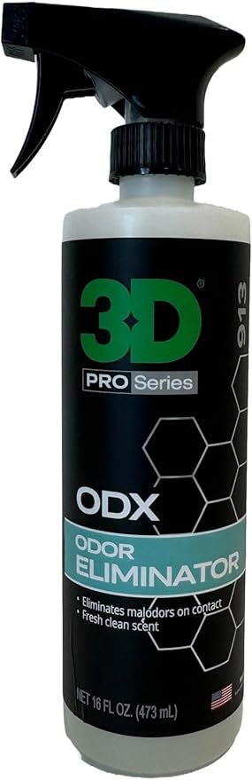 3D ODX - Automotive Odor Eliminator - Deodorizes Pet, Food, Smoke, & Other Linger Odors - Fresh Clean Scent - Great for Car, Home, Office Use