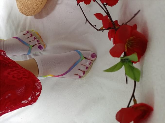 3D Manicure Print Socks Funny Flip Flop Socks 3D Pattern Socks Sandal Socks Low Cut Ankle Silly Socks- A Gag Gift