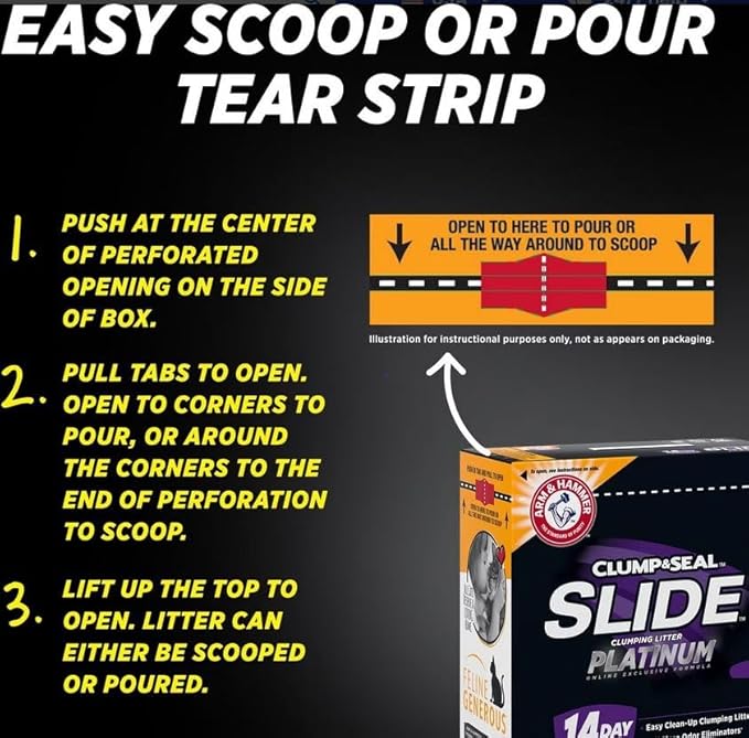 Arm Hammer SLIDE Platinum Multi-Cat Easy Clean-Up Clumping Cat Litter, 14 Days of Odor Control 18 lb
