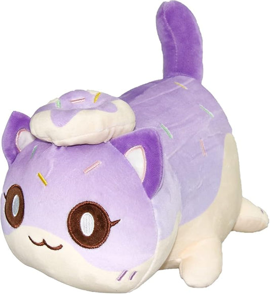 Cat Plush Toy,Mee-Meow Cat Food Plushies Cat, Cute Anime Cartoon Cat Stuffed Animal Figure Toy Plush Pillow Gift for Kids and Festival Gift (Donut Cat)