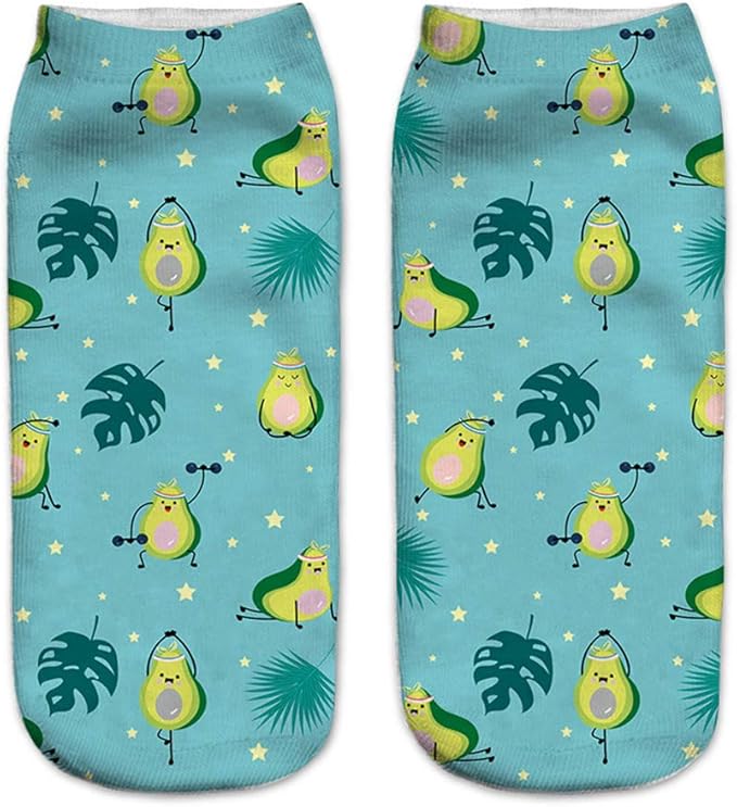 Benefeet Sox Womens Girls Funny Crazy Ankle Socks - Fun Novelty 3D Print Pattern Silly Cute Animal Food