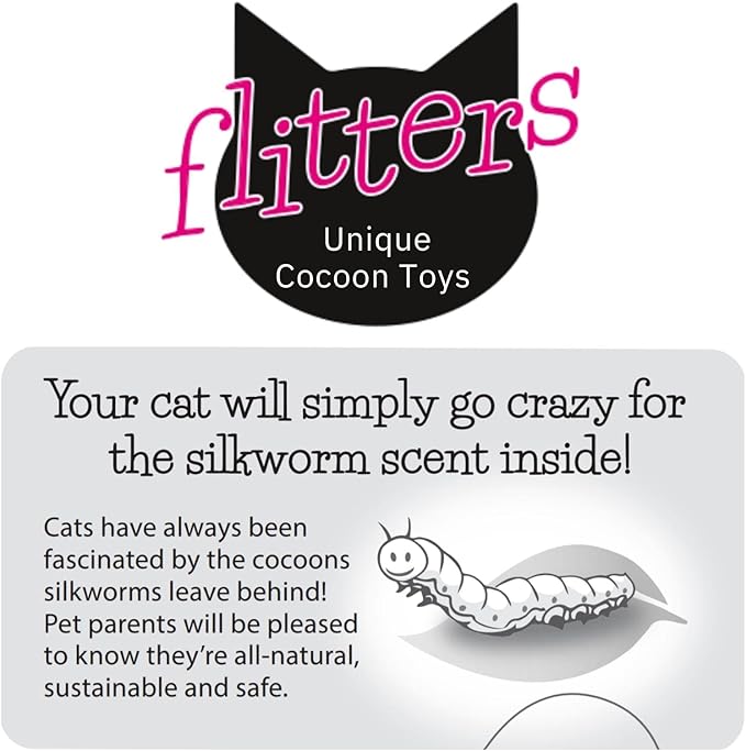 NECOICHI Flitters Wobble Mouse Cocoon Toys, Unique Cat Wand Toy Feather (Feather, Wand Toy)