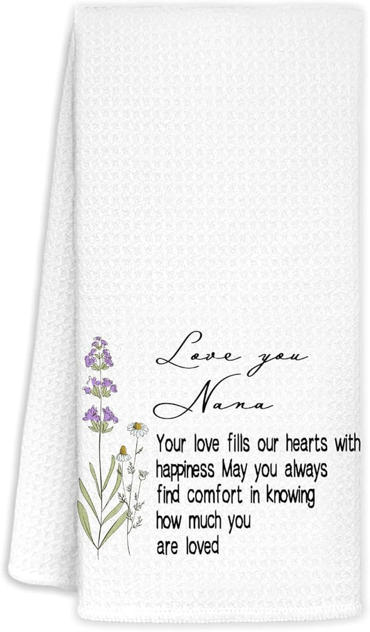 Nana Gifts Kitchen Towels Decorative, for Nana Grandma from Grandkids Dish Towels, Best Grandma Birthday Gifts Hand Towels Drying Cloth for Kitchen Bathroom Decor, 16x24 Inch