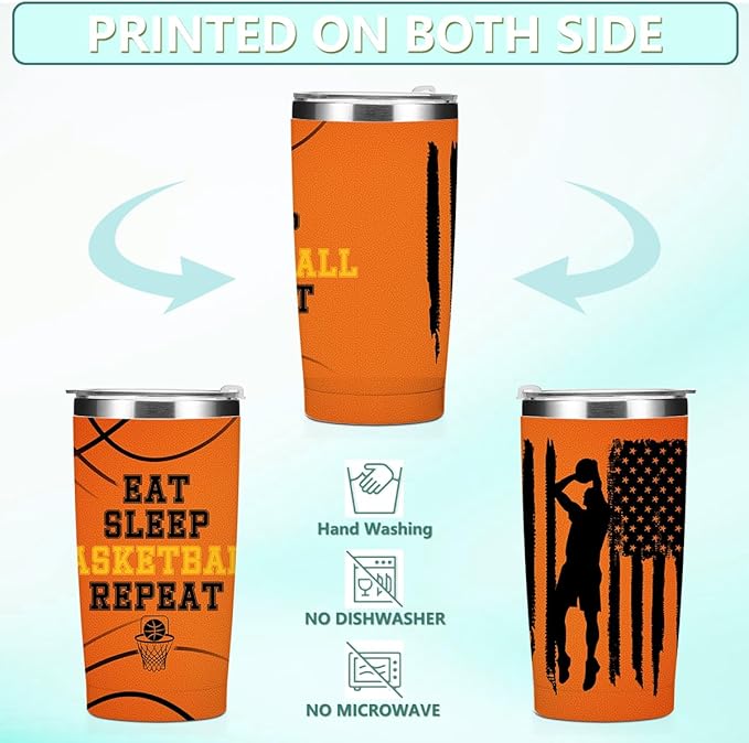 Basketball Accessories 20 oz Tumbler Insulated Tumblers, Basketball Training Stainless Steel Tumbler Travel Cup, Coffee Cups for Cold Hot Drinks Sports Gifts for Dad Boyfriend Husband Uncle Brother
