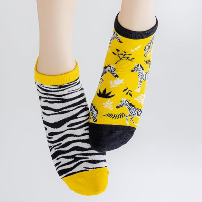 2 Pairs Funny Cartoon Animal Print Cotton Ankle Socks for Women Teens