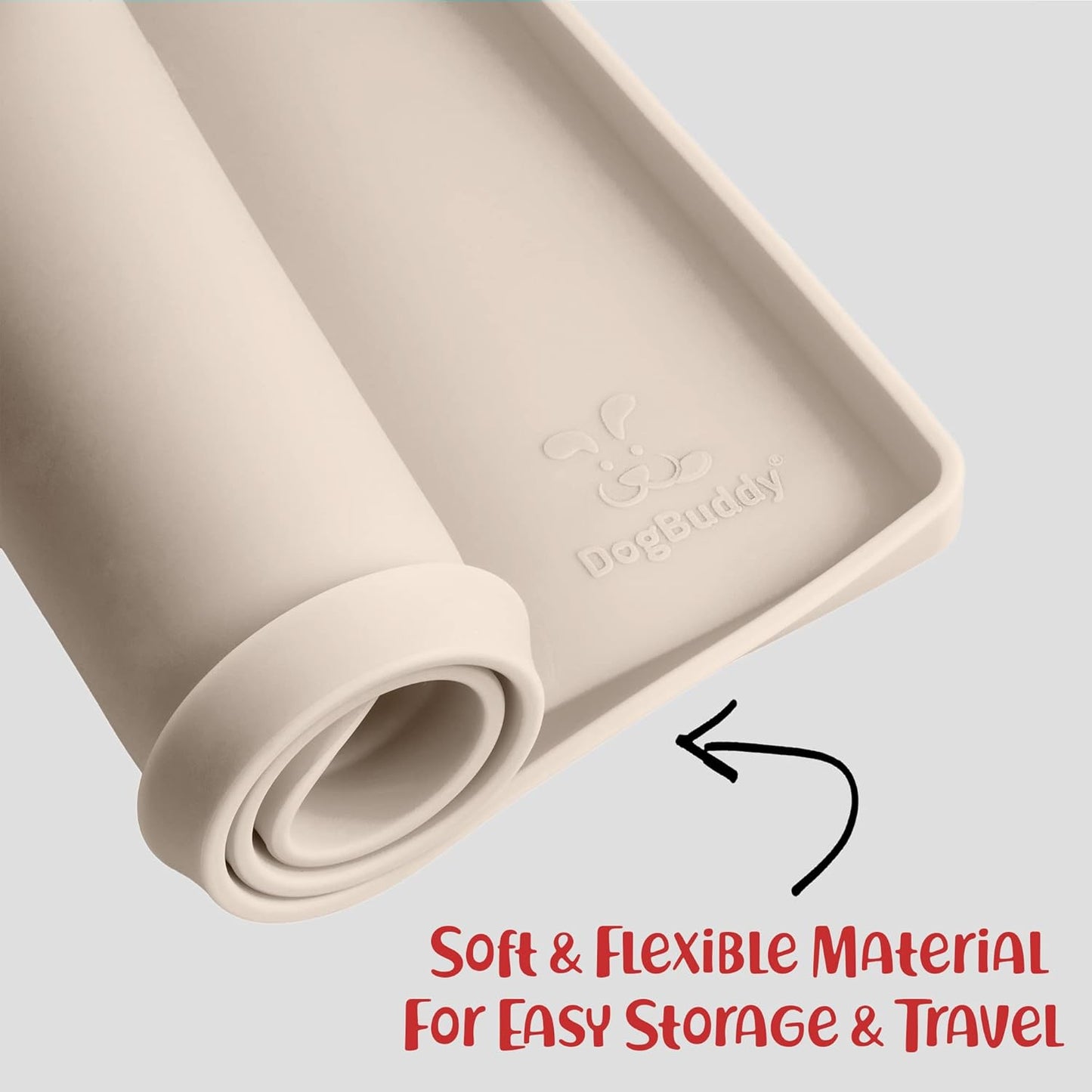 DogBuddy Waterproof Dog Food Mat with Raised Edge, Silicone - Nonslip Pet Feeding Mat for Floors (M: 21' x 14', Vanilla)