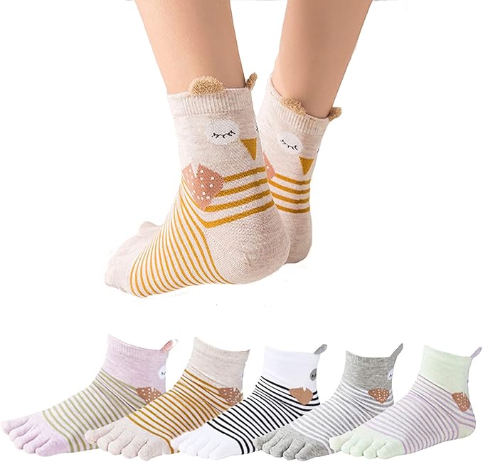 Benefeet Sox Funny Toe Socks Women Five Finger Socks Girls Cute Toe Seperated Cotton Socks Running Athletic Christmas Gifts