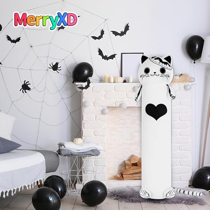 MerryXD Kawaii Long Cat Plush Body Pillow,36”Soft Cute White Stuffed Animals Plushies, Kids Big Doll Toys, Ideal Gifts for Cuddles,Girls,Girlfriend,Boys,Birthday,Christmas,Halloween,Valentine's Day