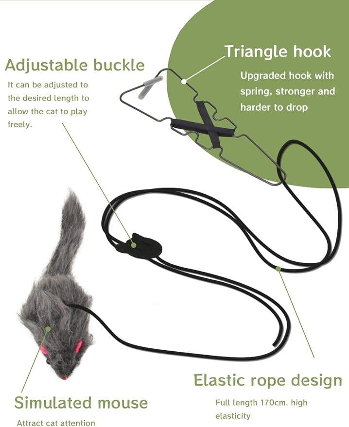 Hanging Interactive Cat Toy for Indoor Cats, 3 Pack Retractable Cat Feather Toy Kitten Toys with Bell/Elastic Rope/Adjustable Buckle for Play Chase Exercise Teaser