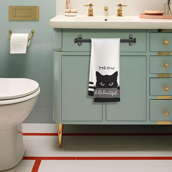 Cat Kitchen Towels,Cute Towels,Cat Kitchen Accessories,Cat Dish Towels,Cat Hand Towels,Crazy Cat Lady Gifts,Cat Lady Gifts,Black Cat Gifts for Women-Perfect for Decorating Your Kitchen and Bathroom