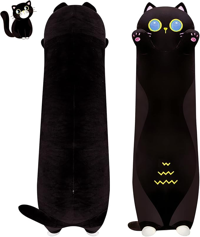 Cat Plush Body Pillow, 51.2 inch Long Cat Pillow Cute Stuffed Animals Soft Plushies Doll Toys Kawaii Gift for Kids Girlfriend
