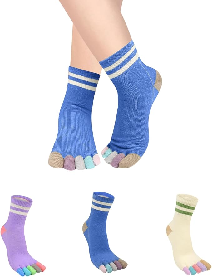 Benefeet Sox Funny Toe Socks Women Five Finger Socks Girls Cute Toe Seperated Cotton Socks Running Athletic Christmas Gifts